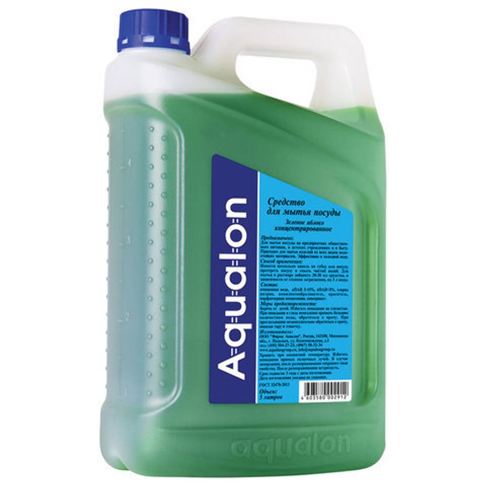 Средство для мытья посуды 5 л AQUALON "Зеленое яблоко", концентрат, 02912, 202912