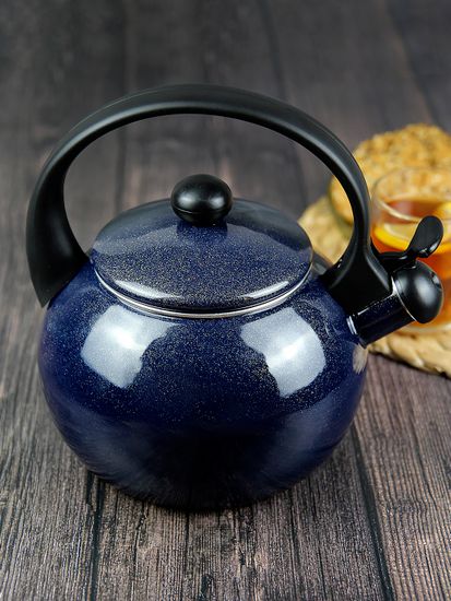Чайник 2,2 л. эмалированный со свистком Kamille KM 1038B с черной бакелитовой ручкой