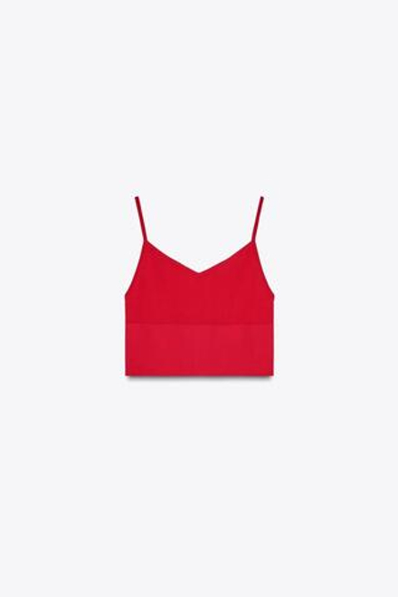ZARA УКОРОЧЕННЫЙ БЕСШОВНЫЙ ТОП, КРАСНЫЙ