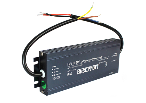 Блок питания для светодиодной ленты, рекламной вывески, 12В, 100 Вт, IP67