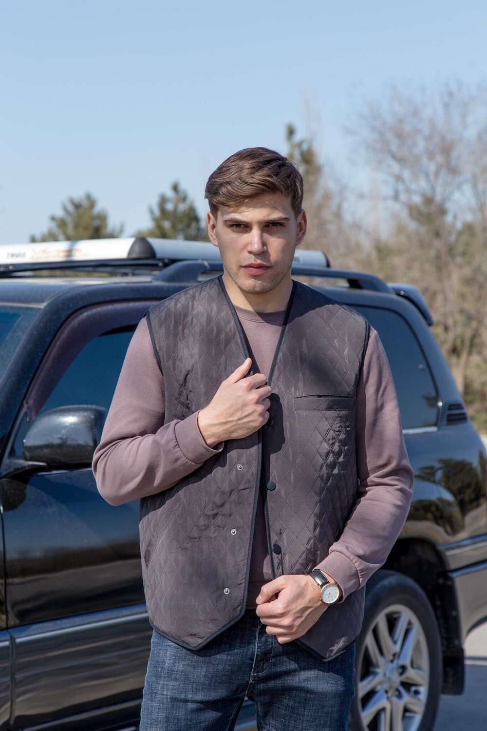 Утепленный мужской жилет из овчины