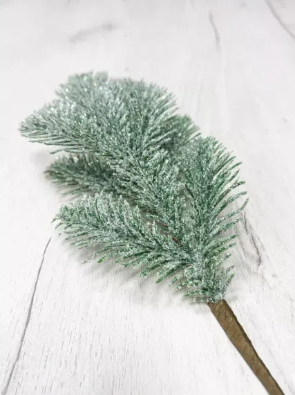 Ветвь еловая Блестящая в инее 35 см., Christmas DeLuxe (89167)