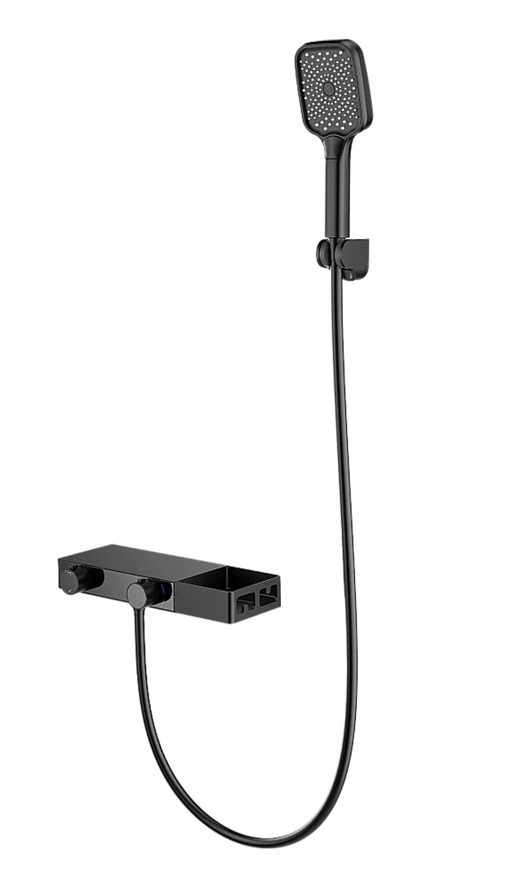 Смеситель для ванны с душем и термостатом WONZON & WOGHAND Shelf WW-B2551-MB черный матовый
