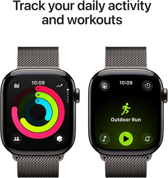 Умные часы Apple Watch Series 11 46 мм из титана серого цвета, миланский сетчатый браслет серого цвета (S/M)