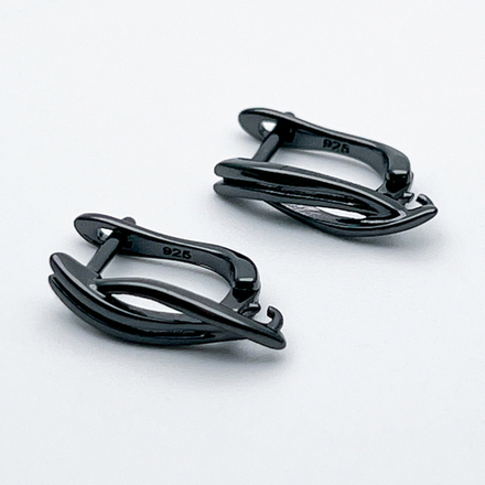 Ювелирные швензы, цвет черный металл, размер 16,5*4 мм, цена за пару