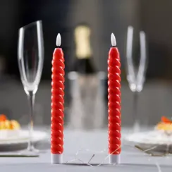 Набор светодиодных свечей 2×25×2 см., пластик, воск, батарейки АААх2, красные, 2 шт., Luazon Lighting (9907630)