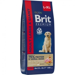 Brit premium dog adult large and giant сухой корм для взрослых собак крупных и гигантских пород с курицей - 15 кг