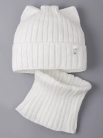 Шапка для девочки осенняя c ушками и снуд