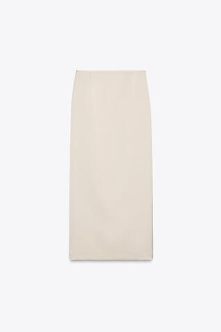 ZARA ЮБКА ИЗ АТЛАСА ZW, ЦВЕТ СЛОНОВОЙ КОСТИ