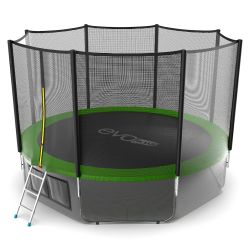 EVO JUMP External 12ft (Green) + Lower net. Батут с внешней сеткой и лестницей, диаметр 12ft (зеленый) + нижняя сеть
