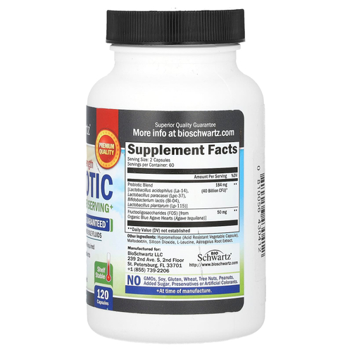 BioSchwartz, пробиотик улучшенной силы действия, 120 капсул