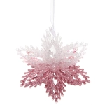 Подвеска «Волшебная снежинка» 10 см, Белый/Розовый
