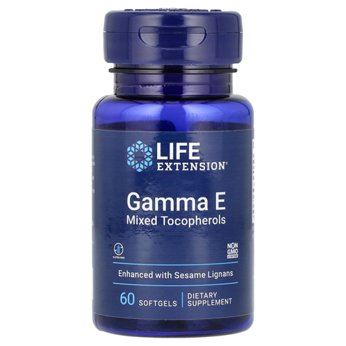 Life Extension, Гамма E Смешанные Токоферолы, 60  Мягких Желатиновых Капсул
