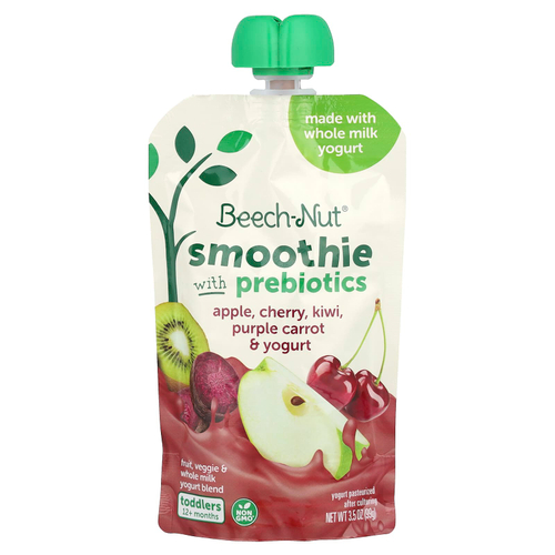 Beech-Nut, Smoothie with Prebiotics, 12+ Months, Apple, Cherry, Kiwi, Purple Carrot & Yogurt, 3.5 oz (99 g)