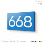 Номер на дверь 668, табличка на дверь для офиса, квартиры, кабинета, аудитории, склада, голубая 120х70 мм, Айдентика Технолоджи