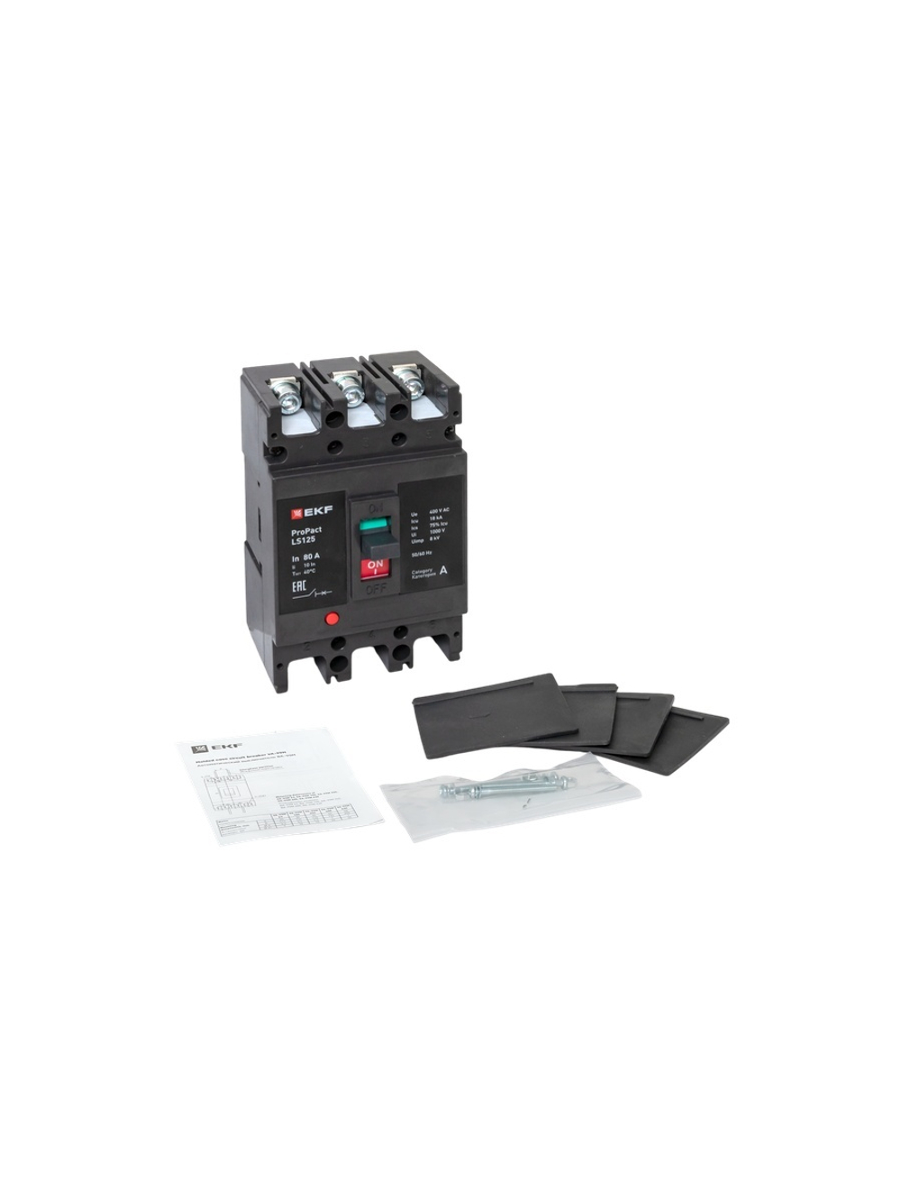 Выключатель автоматический 3п 80А 18кА LS125 ProPact EKF mccb-125-18-3-80-ls