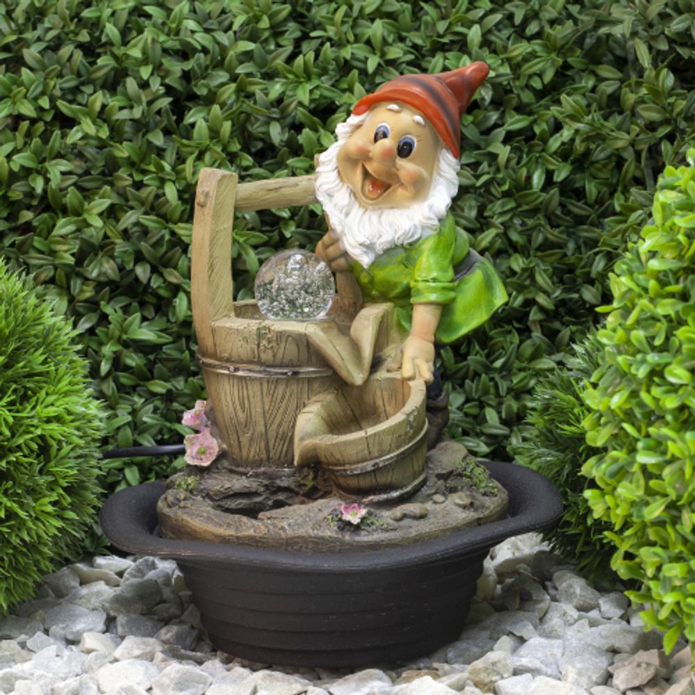 GANF-02 GREEN APPLE Настольный фонтан Гном Хозяин 31 см | GREEN APPLE