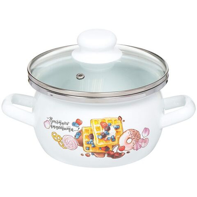 Кастрюля сталь, эмал, 1.5 л, с крыш, Сантэкс, Десерт, 1-2415112, индукц