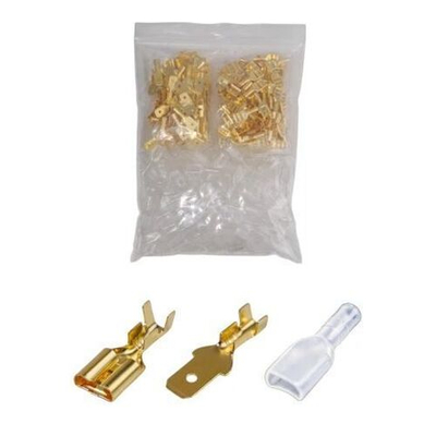 Клемма плоская 6.3мм (F+M) - 100+100 шт + Изоляционные втулки