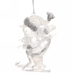 Украшение новогоднее подвесное «Озорной снеговик» 10 см, серебро