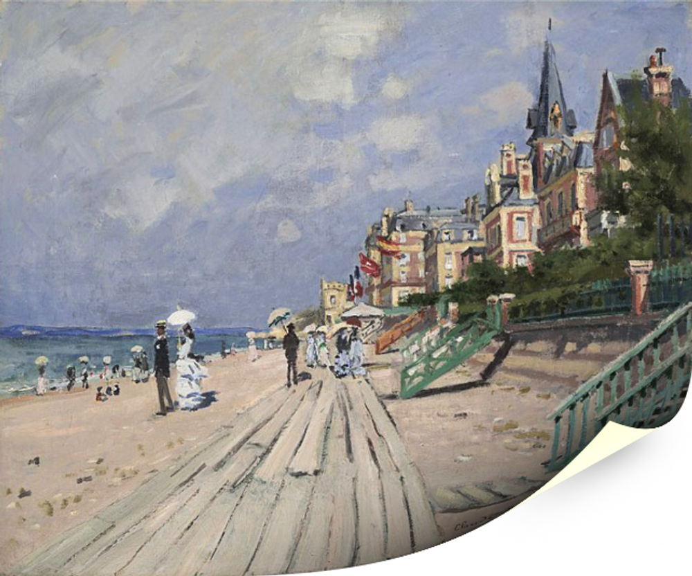 "Пляж в Трувиле", Моне, Клод, картина (репродукция) Настене.рф