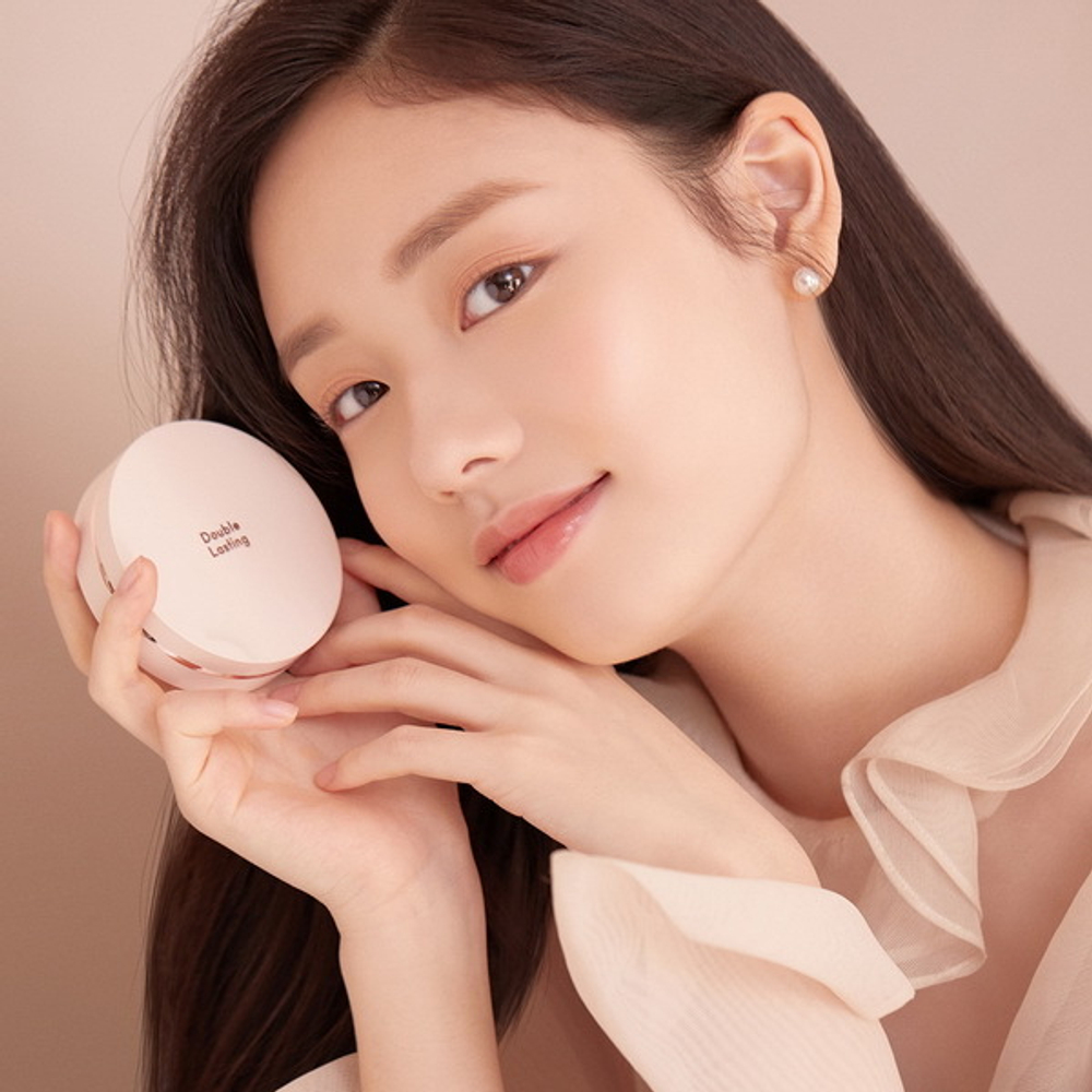 Увлажняющий кушон с эффектом двойного сияния Etude Double Lasting Cushion Glow SPF50+/PA+++ #17N1 Neutral Vanilla, 15г