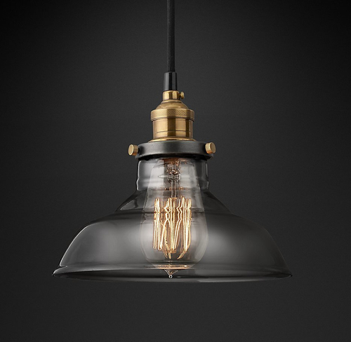 Подвесной дизайнерский светильник  20th C. Factory Filament Smoke Glass Barn Pendant by Restoration Hardware