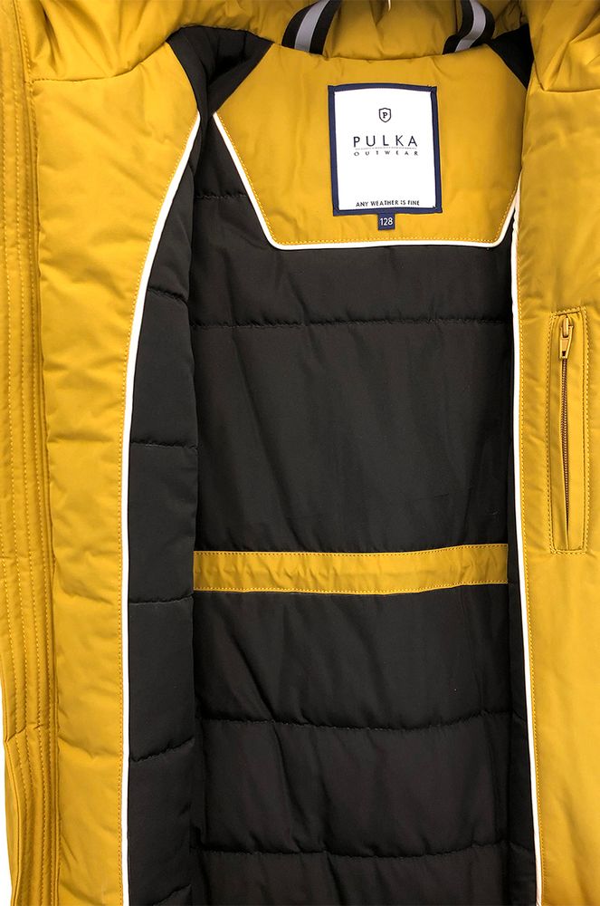 Горчичная удлиненная куртка PULKA 128-164