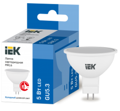 Лампа светодиодная MR16 софит 5Вт 230В 6500К GU5.3 IEK