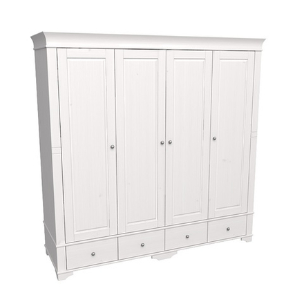 Шкаф 4х дверный с глухими дверями «Бейли» белый воск