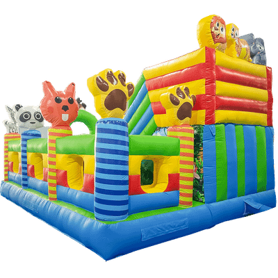 Коммерческий надувной батут «Звериный мир 2» с горкой и аркой, 6*5*4.2 м