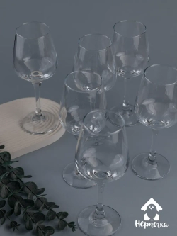 Набор бокалов для вина, 365 мл, 6 шт. с золотой каймой