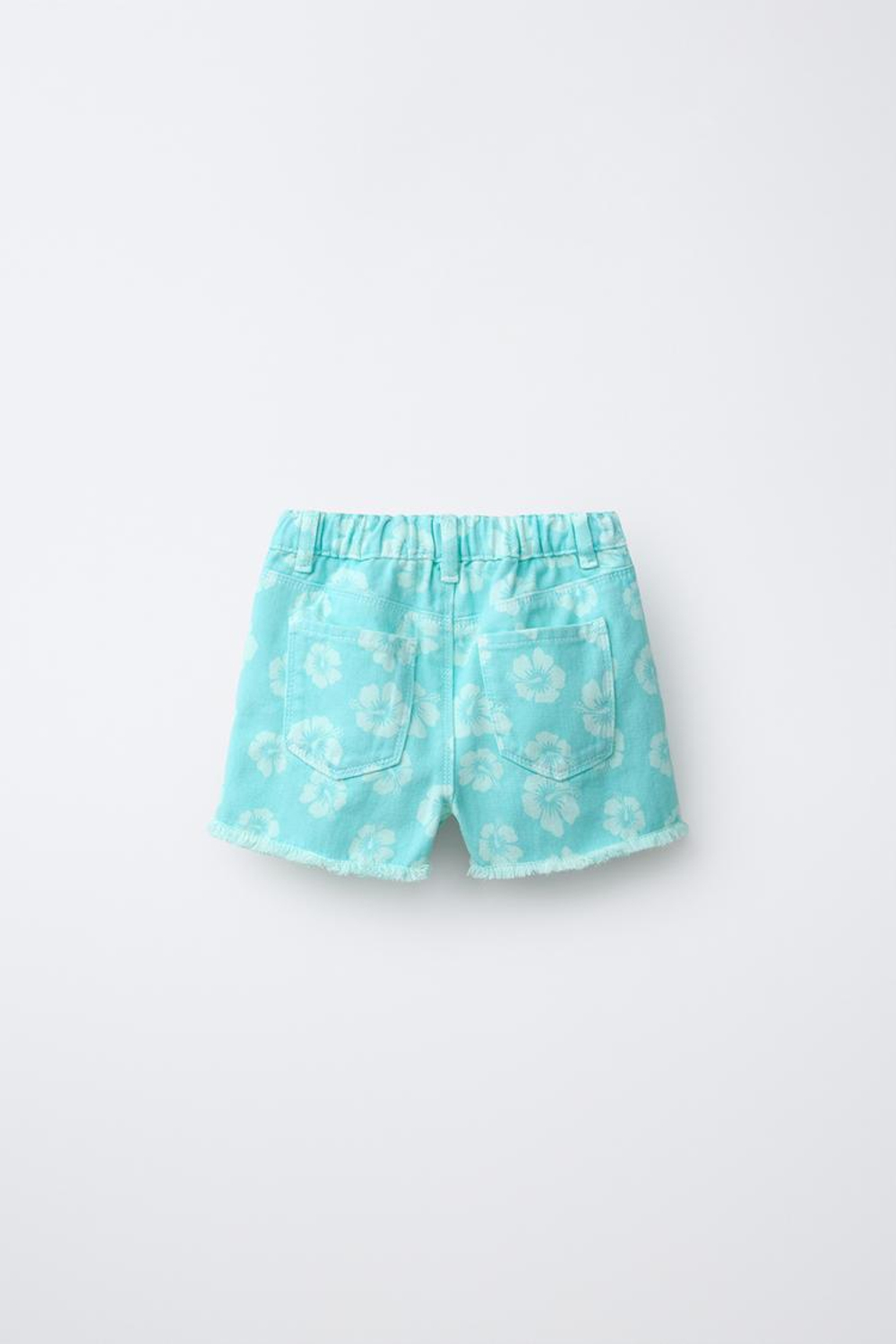ZARA ЦВЕТОЧНЫЕ БЕРМУДЫ MOM FIT, БИРЮЗОВЫЙ
