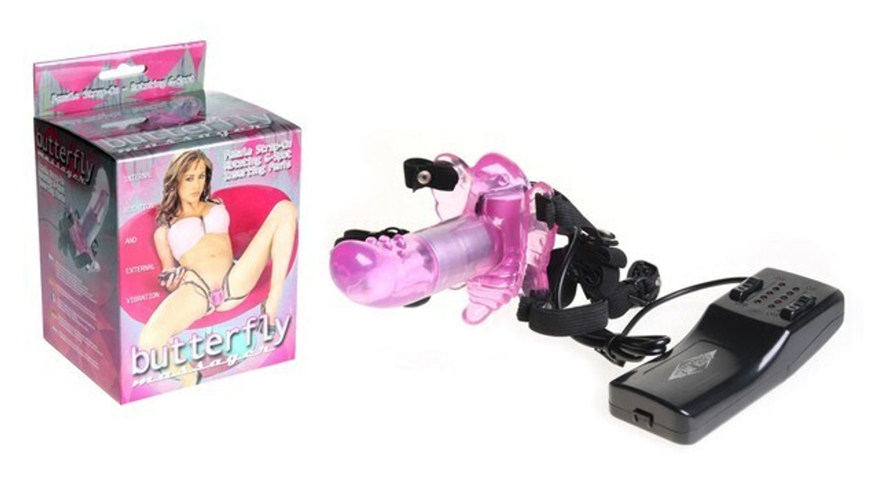 Вибро-бабочка поясная с ротацией Butterfly Massager (Цвет: розовый)