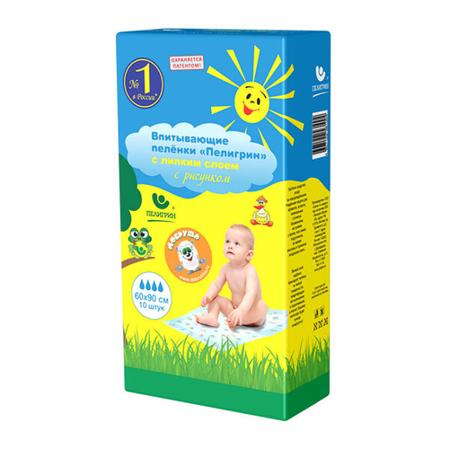 Пелёнки впитывающие с липким фиксирующим слоем, 60х90 см, 10 шт.