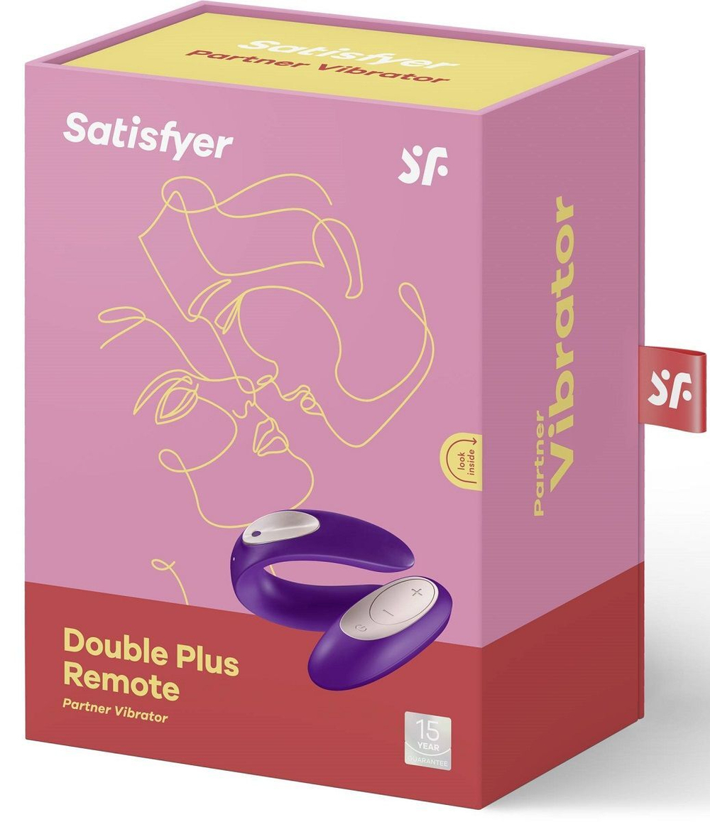 Фиолетовый вибратор для пар Satisfyer Double Plus Remote с пультом ДУ (Цвет: фиолетовый)