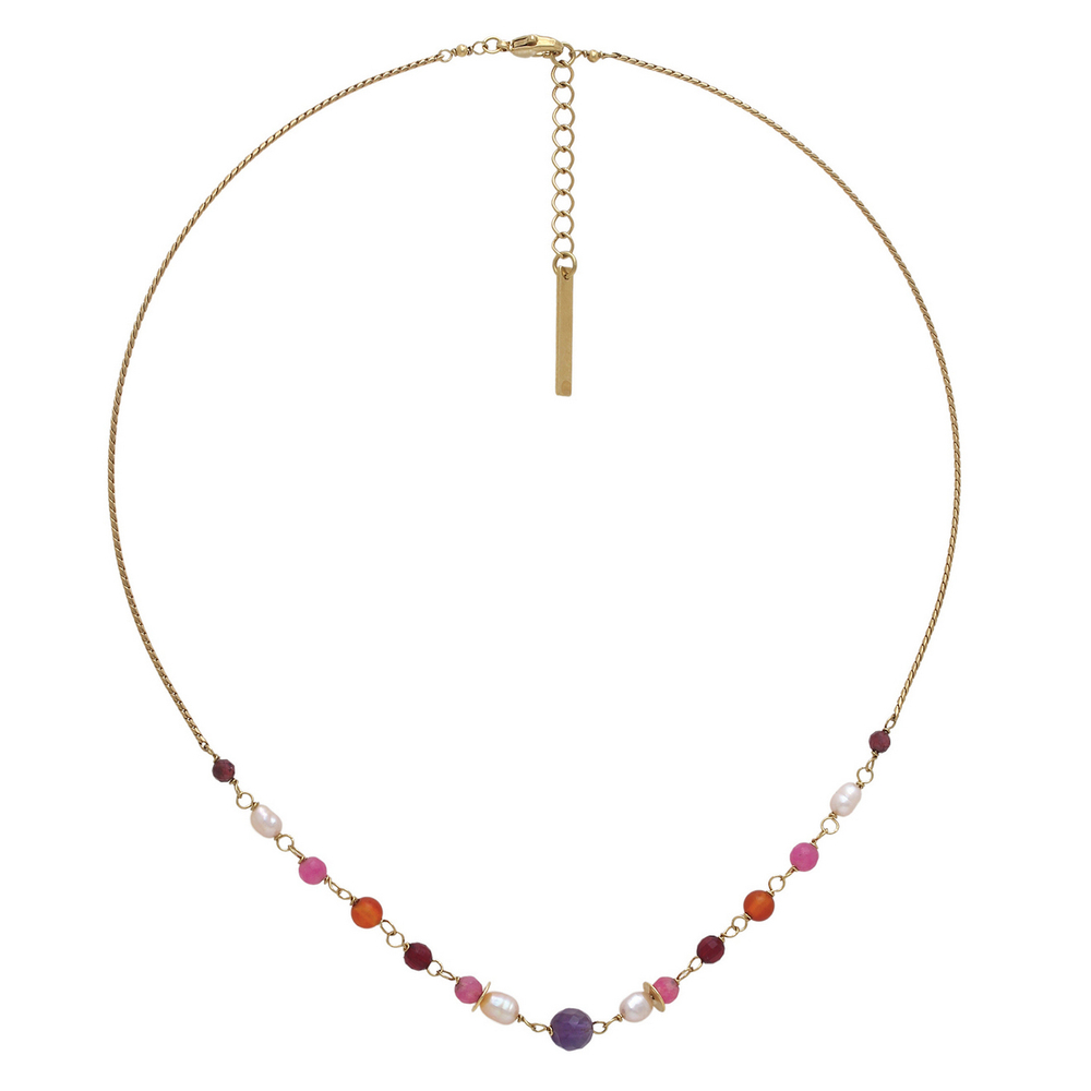 Колье Franck Herval, Jeanne, с аметистом, жемчугом, агатом, нефритом и гранатом, FH26.1-15-64540 (фи