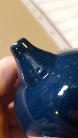 268085Y1 УЦЕНКА Чайник ЖУРАВЛИ "Расправь крылья" 200мл,  h=8см d=15см, фарфор, индиго