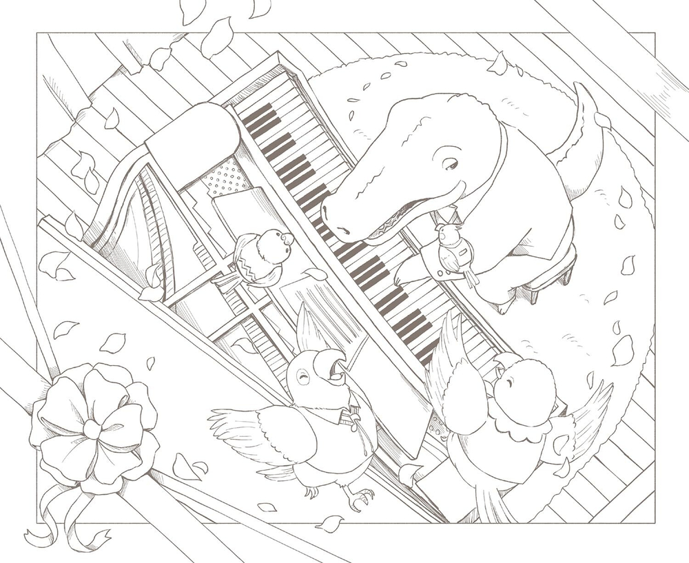 Traveling Animal Orchestra Exciting. Coloring Book