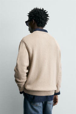 ZARA СВИТЕР ИЗ РЕЛЬЕФНОГО ХЛОПКА, РЫЖЕВАТО-КОРИЧНЕВЫЙ