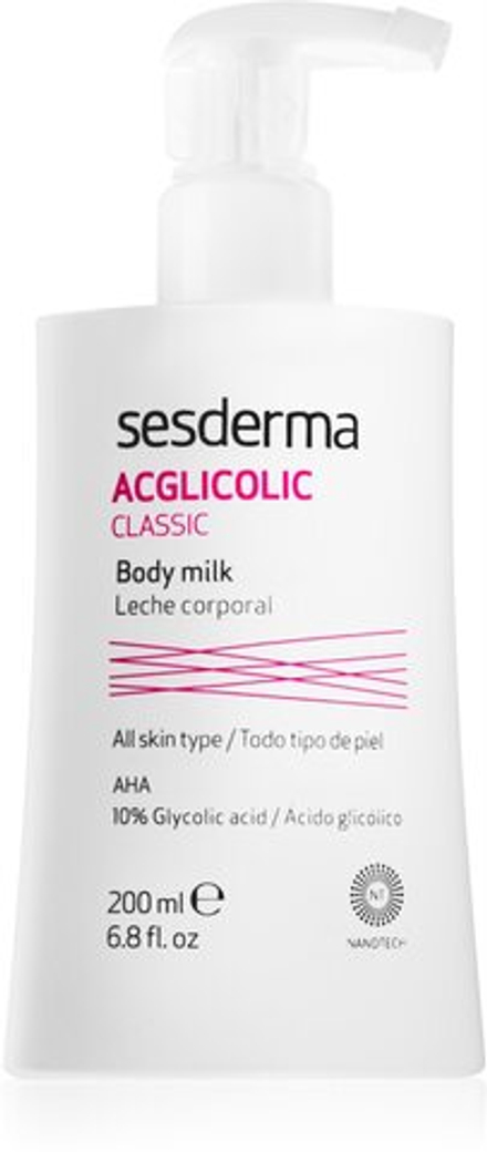 Sesderma Acglicolic Classic Body - укрепляющее молочко для тела с эффектом пилинга /   200  ml  / GTIN 8470002180581