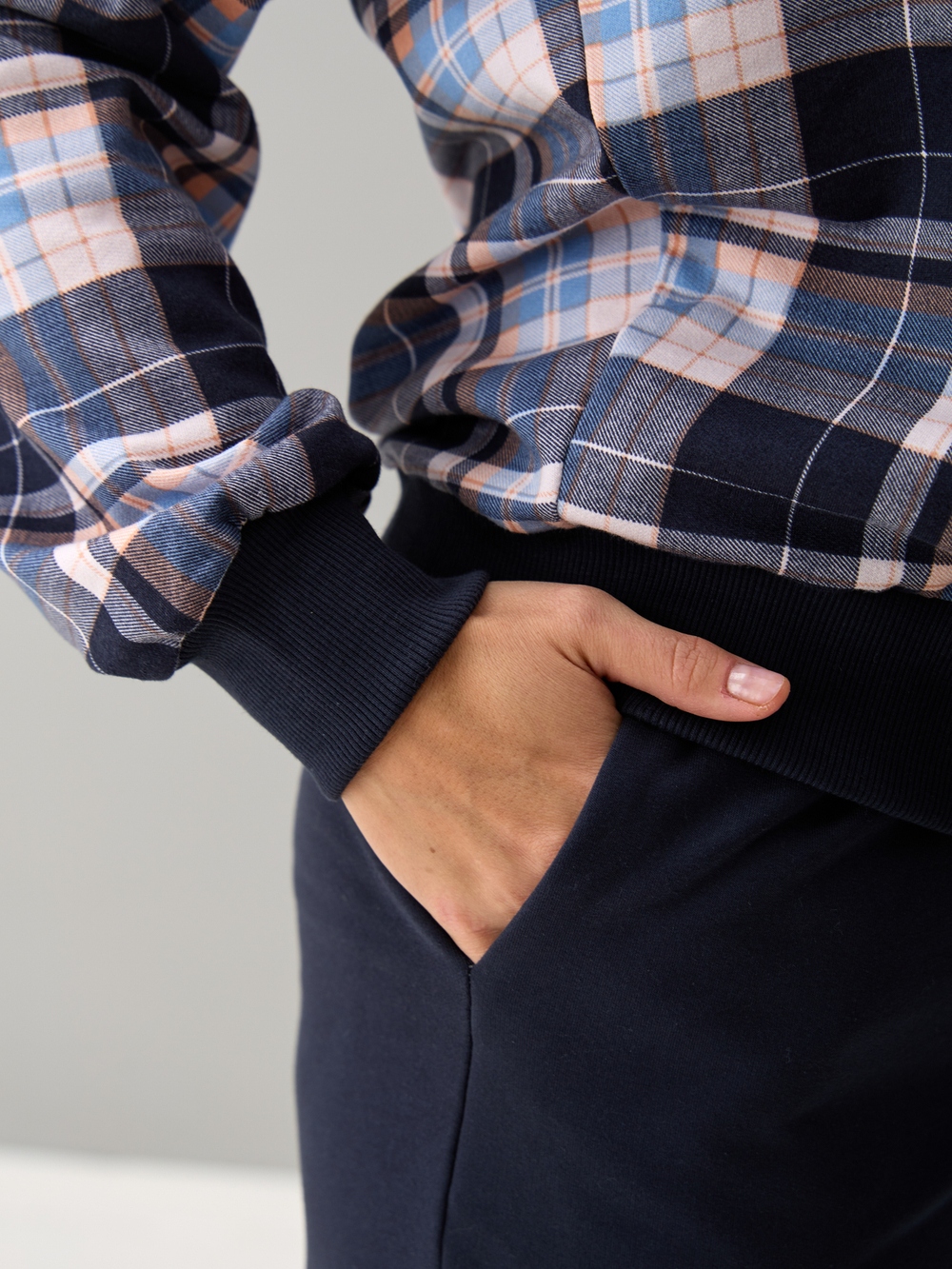 Костюм с брюками КБ-90М/клеткасиний-бежголубой