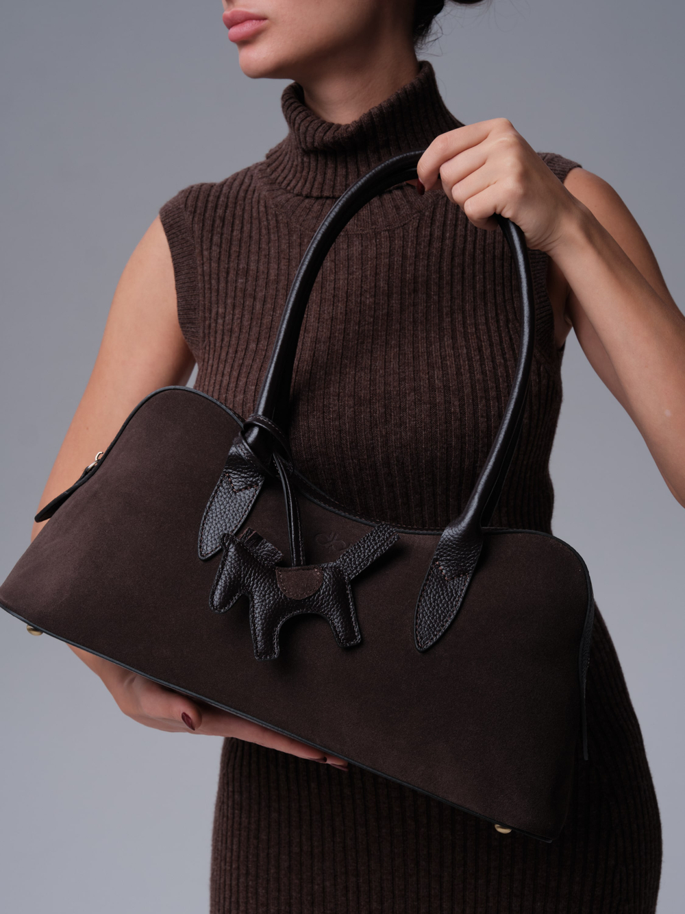 Замшевая сумка DBR 31168 темно-коричневый велюр