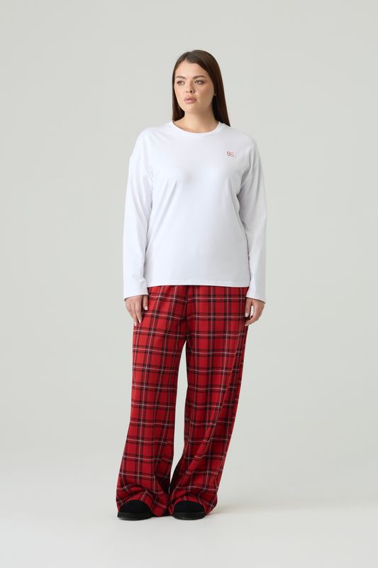 Брюки в клетку, красный