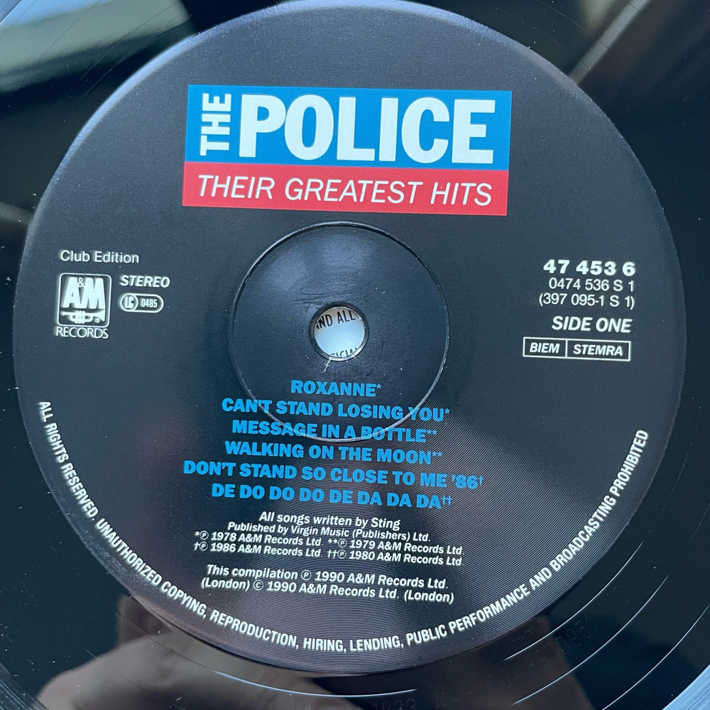 Винтажная виниловая пластинка LP Sting The Police Their Greatest Hits (Нидерланды 1990) Roxanne