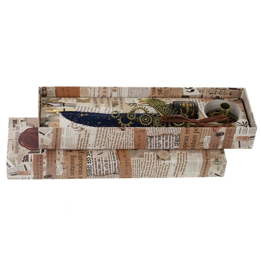 GAEM Набор подарочный: ручка перьевая, 2 наконечника, чернильница, L27 W8 H4 см