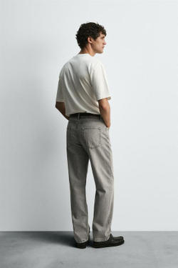 ZARA ДЖИНСЫ STRAIGHT FIT, СЕРЫЙ