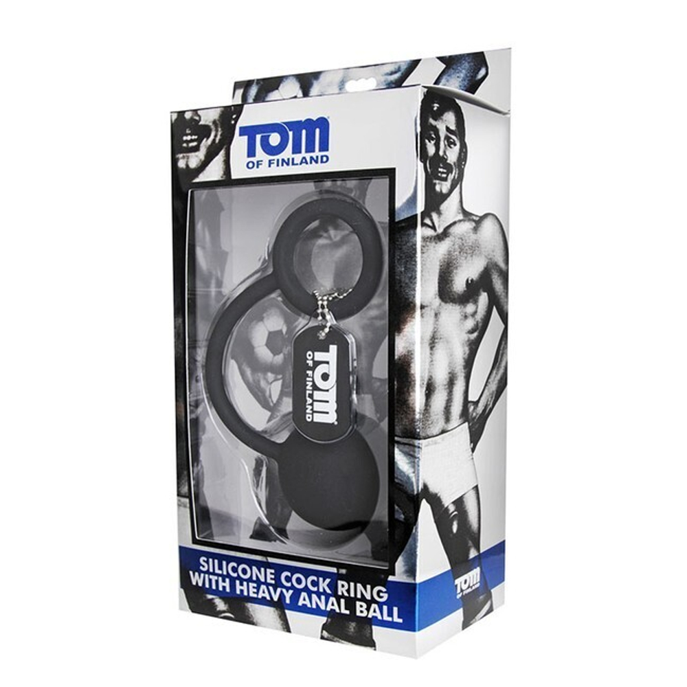 Тяжелый анальный шар с эрекционным кольцом Tom of Finland (Цвет: черный)
