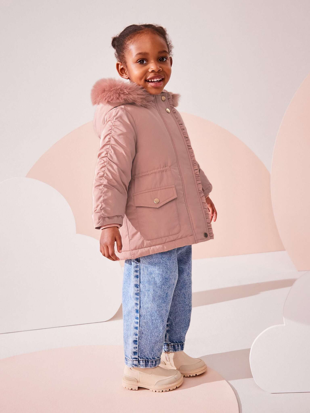 Куртка утепленная с капюшоном для девочки Next Q81-815, Розовый