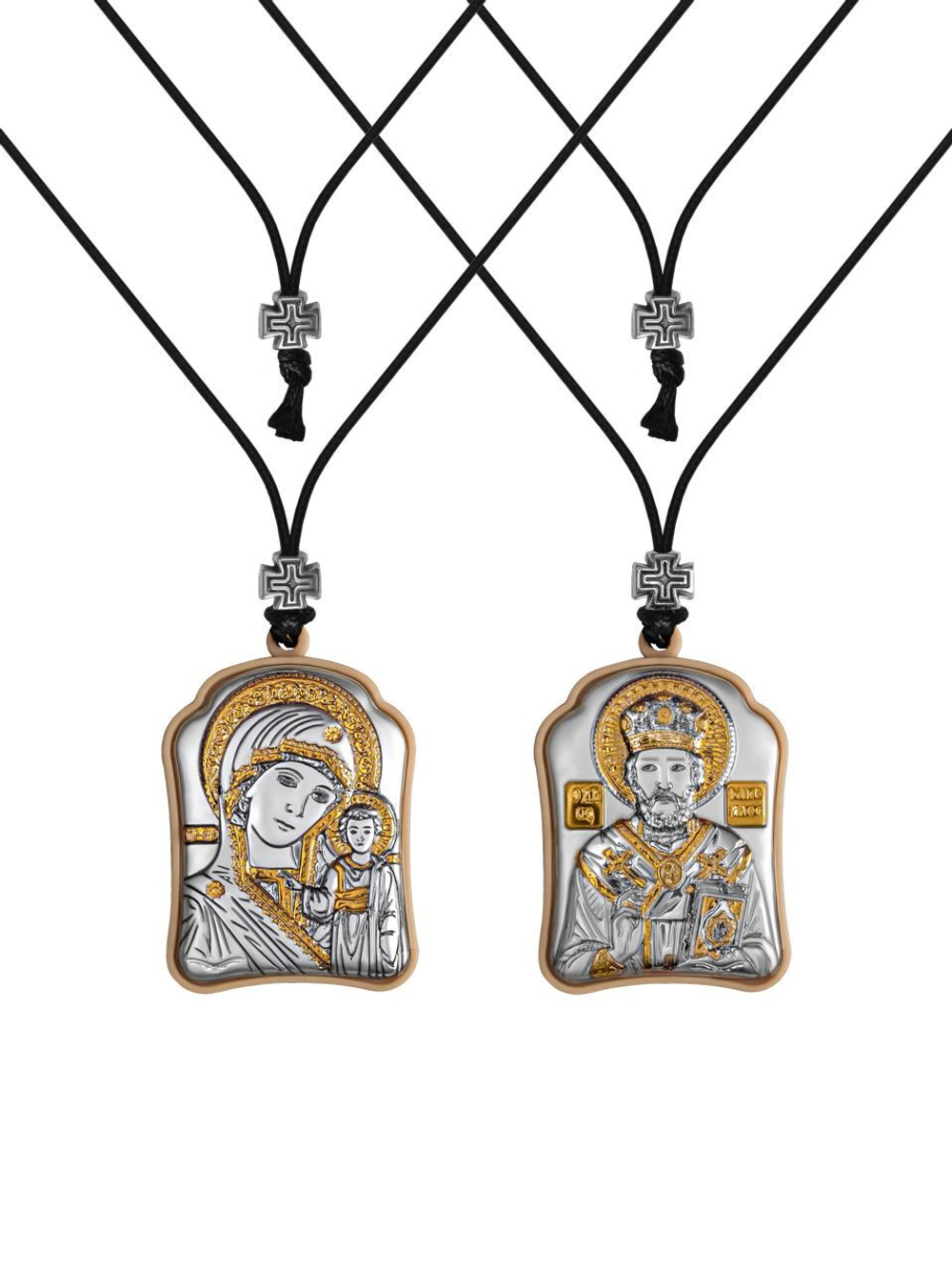 Казанская БМ-Николай Чудотворец, подвеска 2х стороняя 30х40